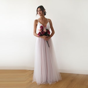 Vestido de tul marfil y rosa de hadas, vestido de novia pastel 1185 imagen 1