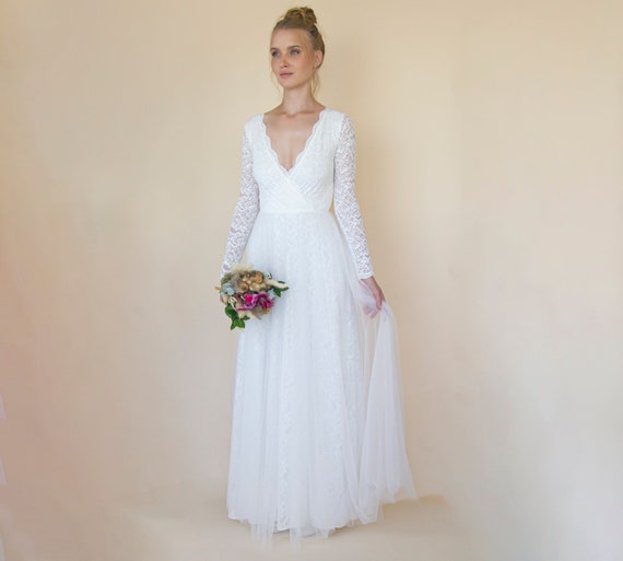 chinese dress ladies Davinci Bridal 50500 Fitted Sheer Lace Illusion Wedding Dress Keyhole Open Back 10 / Ivory/Ivory
