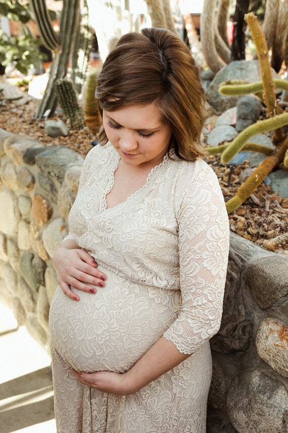 Maternity Champane Wrap Lace Maternity Dress Maternity Dress for