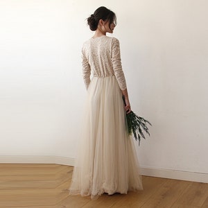 Bestseller Champagne Tulle and Lace Dress 1125 image 5