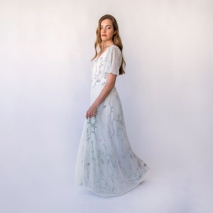 Floral Embroidered Sleeveless Open Back Gown