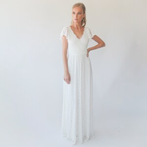 Ivory wrap lace bohemian wedding dress, Lace skirt 1298 image 5