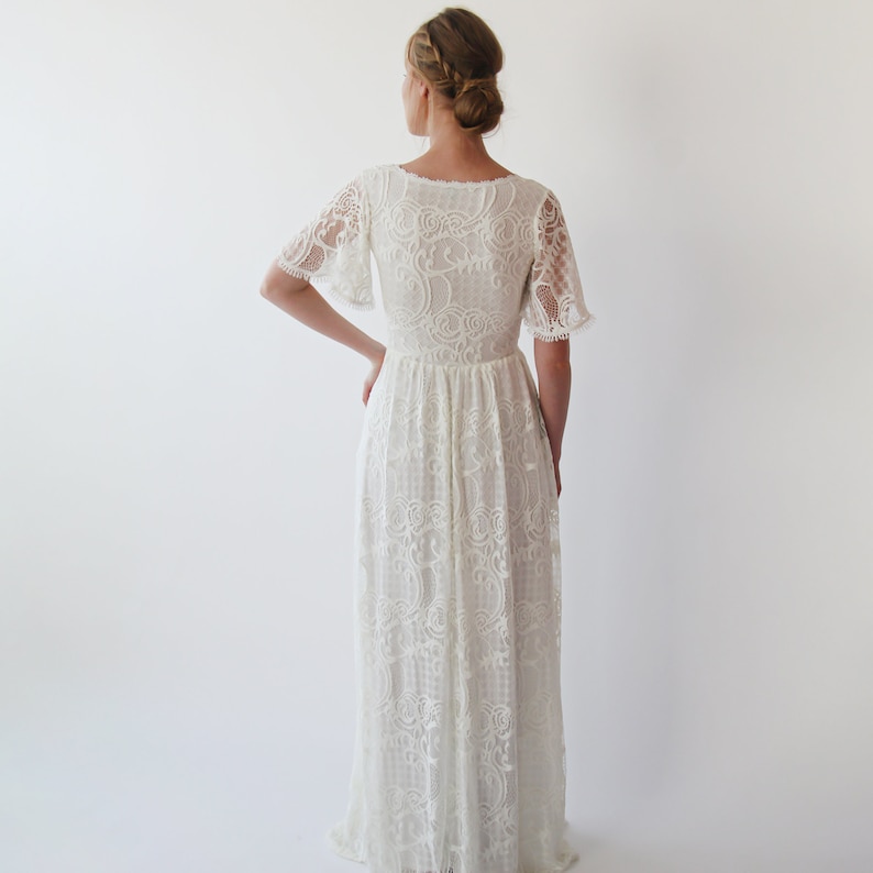 Bestseller Ivory Wrap lace bohemian wedding dress with pockets 1267 image 2