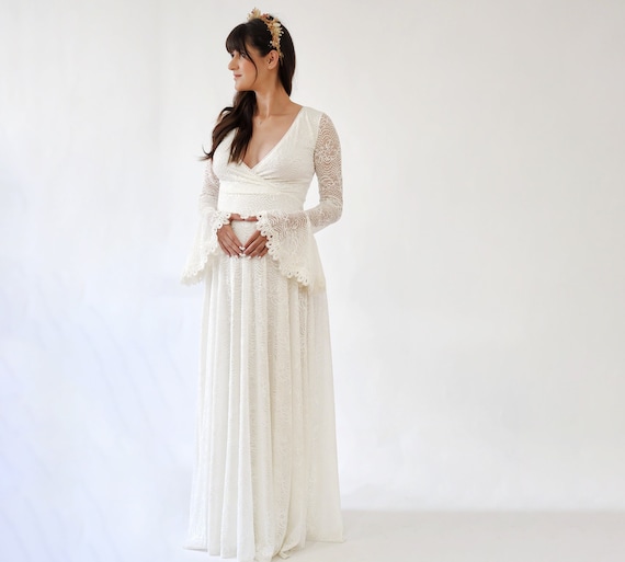 slim fit dress slacks Maternity Dress With a Train #7012