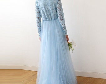 未使用に近い　FOREVER NEW 17 way ドレス　パステル　ブルー Light Blue Tulle and Lace Dress With Train ,pastel Wedding