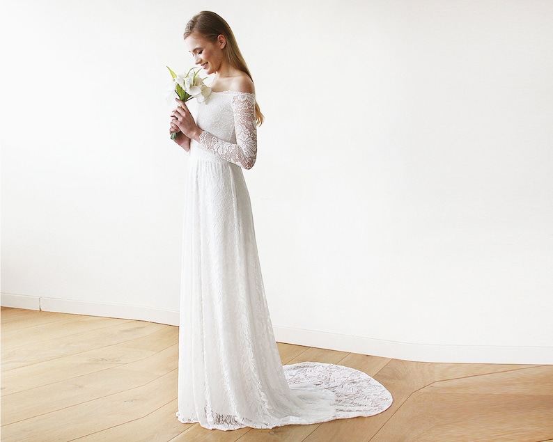Floral Train Wedding Dress