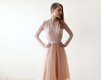 Blush Wrap  Midi Tulle Dress #1068