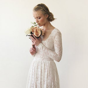 Ivory Blush color Square Neckline Wedding Dress #1259