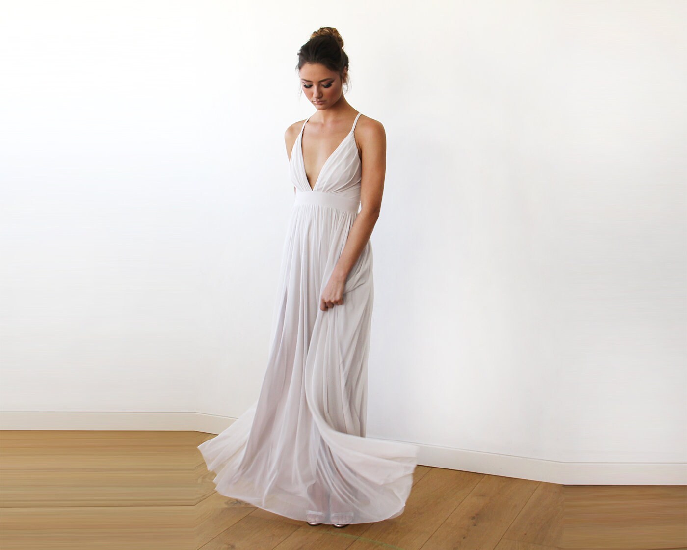 dazzled up champagne embroidered backless maxi dress