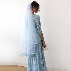 Light Blue Wedding veil #4015