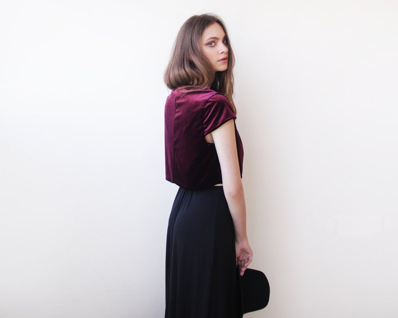 Burgundy Velvet Bolero Velvet Short Sleeves Jacket 2028 Etsy