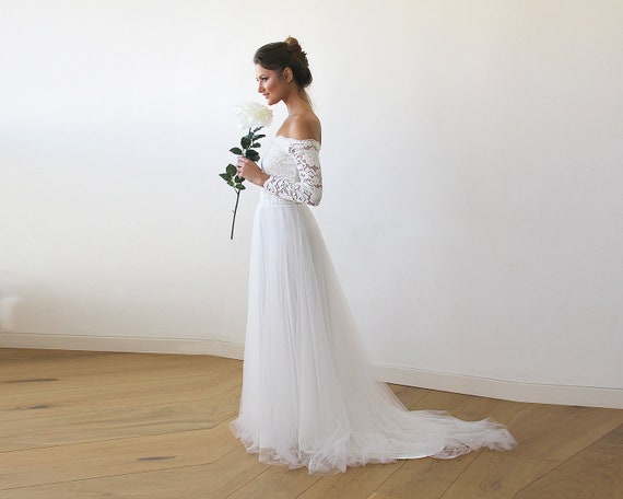 Valentine S Sale Ivory Wedding Dress With Train Etsy