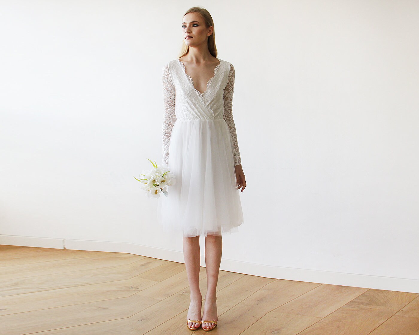 Ivory midi top wedding dress
