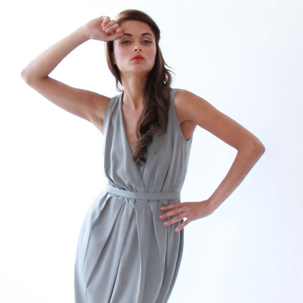 Cocktail short Dress,Gray Dress , Dress with pockets, Sleeveless summer dress