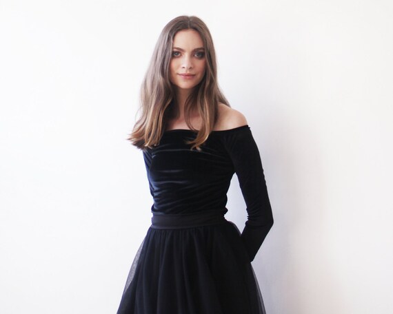 black velvet off shoulder blouse