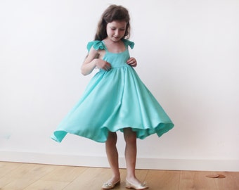 SALE Mint -Turquoise girls butterfly dress 5003