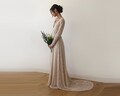 Champagne Wrap Lace Gown with Train #1151 product logo