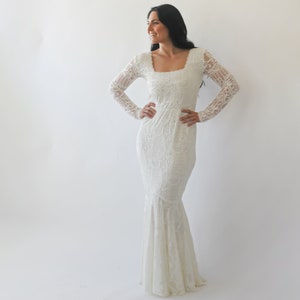 Ivory Mermaid wedding dress with square neckline 1245 image 5