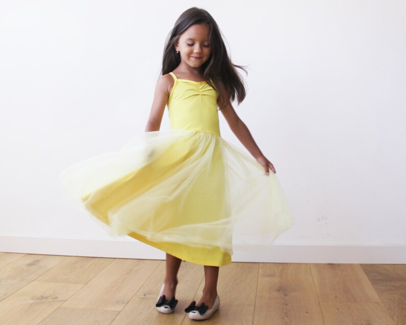 SALE Flower girls tulle yellow dress, Short tulle yellow dress, Girls Easter yellow dress 5001 image 2