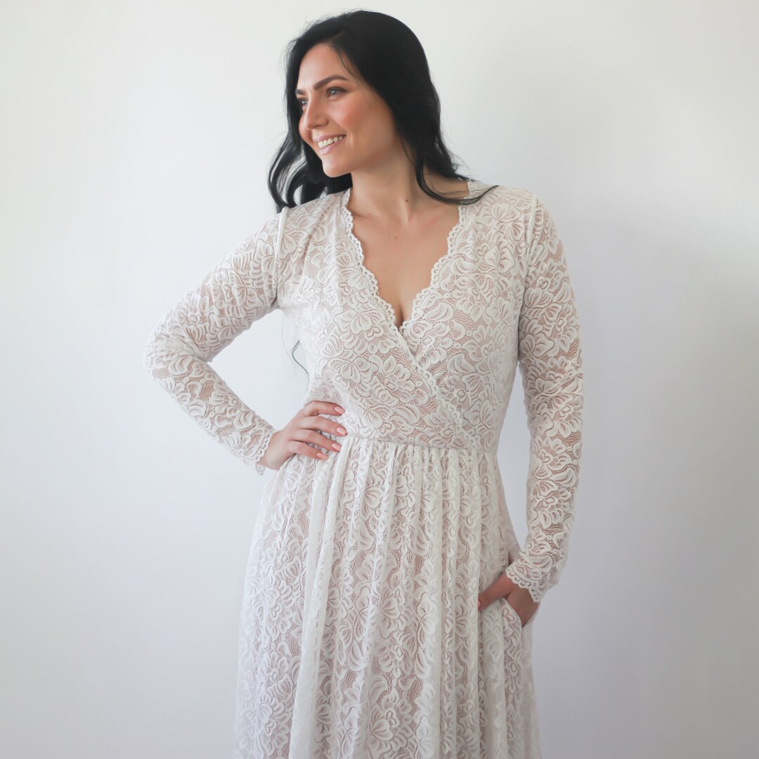 Ivory Blushed Wedding Dress With Pockets 1268 Etsy