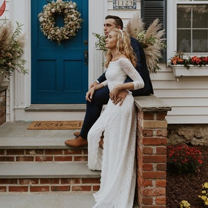 Ivory Wedding Dress with a Slit & Train #1179