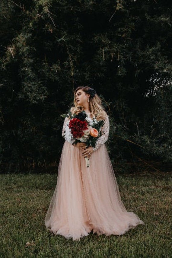 plus size pink wedding dress