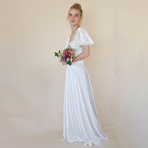 Two Piece wedding outfit, Silky Wedding Maxi Skirt and Silky Top with squire neckline 1354 image 5