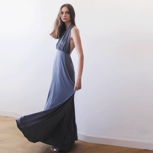 Halter neck grey maxi gown, Backless maxi grey dress 1070 image 5