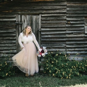 Blush Tulle and Lace dress ,Pastel wedding dress 1125 image 8