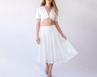 Midi-length Sequins Skirt with a Circle Design, New Eve outfit  #3043