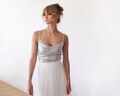 Metallic Silver Party Top: Spaghetti Strap Stretchy Tank
