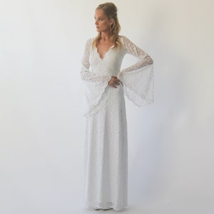 Ivory Bohemian Bell sleeves ivory Wedding Dress ,Empire waistline 1291 zdjęcie 6