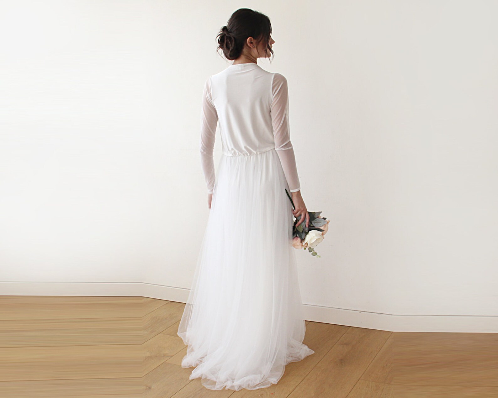 Ivory Tulle Wedding Dress Ivory Tulle Wedding Gown Long Etsy
