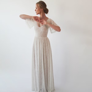 Bestseller Butterfly sleeves bohemian Ivory Blush color wedding dress 1232 image 4