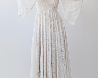 DINGZAN Vintage Lace Long Sleeve Fit & Flare Dress - Mother Of The Bride, Evening Gown, Special Occasion - View #5
