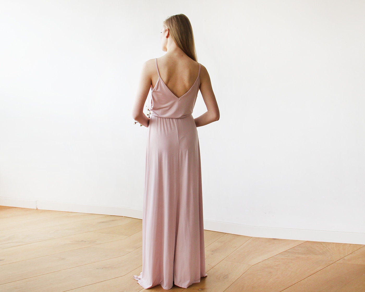 Blush Pink Maxi Wrap Dress With Slit 1060 - Etsy UK