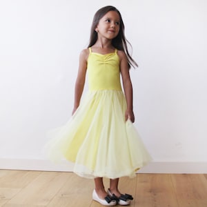 SALE Flower girls tulle yellow dress, Short tulle yellow dress, Girls Easter yellow dress 5001 image 1