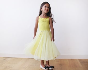 SALE Flower girls tulle yellow dress, Short tulle yellow dress, Girls Easter yellow dress 5001