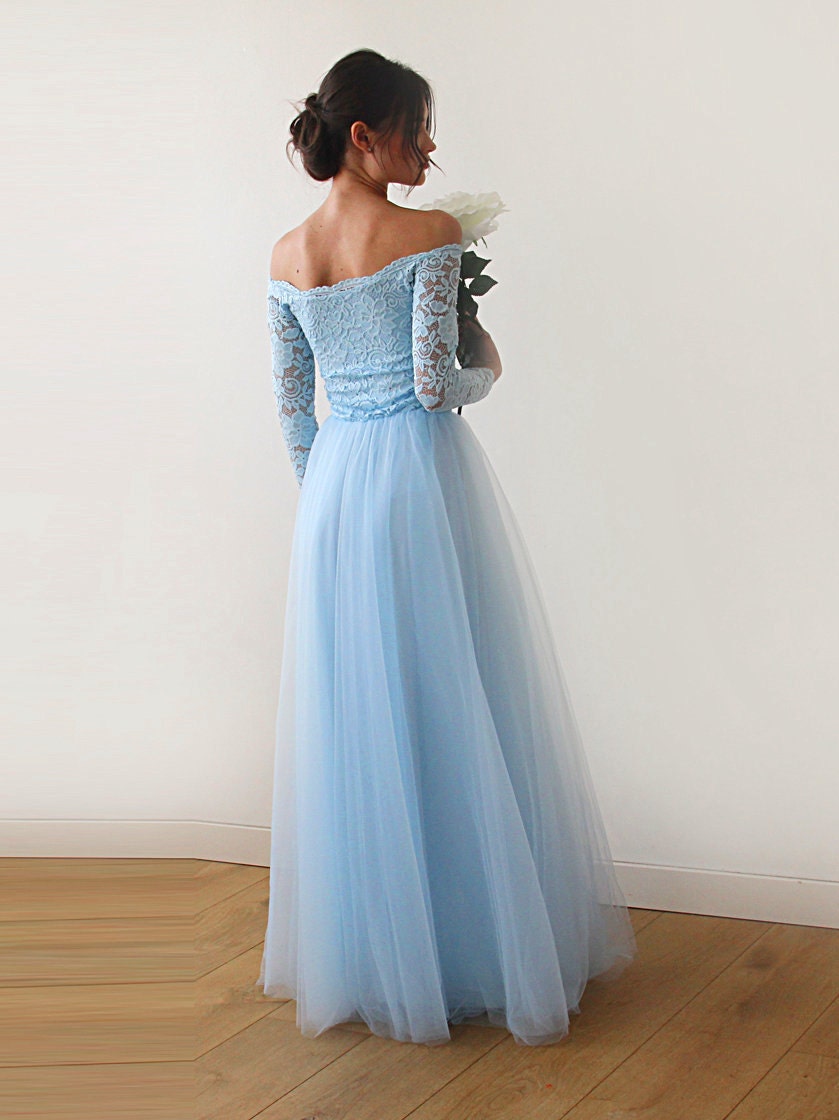 Vestido azul claro de encaje y tul vestido de novia pastel - Etsy México