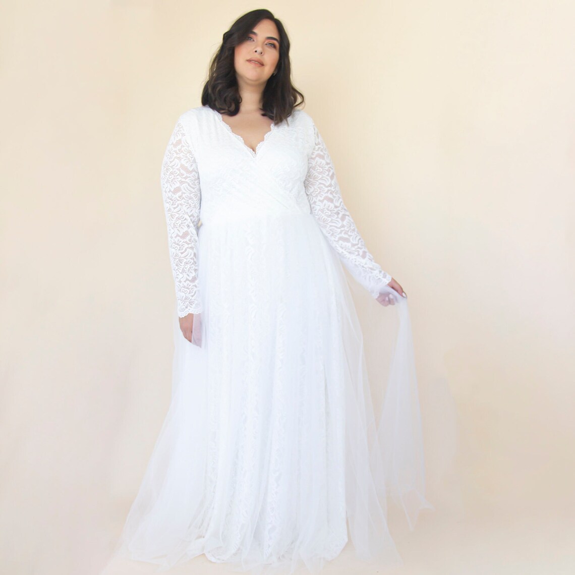 Bestseller Ivory Wedding Dress  Sheer Illusion Tulle Skirt on image 1