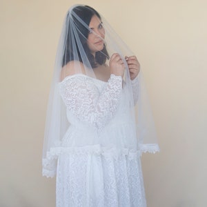 Ivory Tulle Veil, vintage style soft wedding veil, custom length veil 4060 image 8