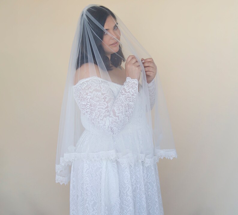 Ivory Tulle Veil, vintage style soft wedding veil, custom length veil 4060 image 8