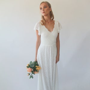 Ivory wrap lace bohemian wedding dress, Lace skirt 1298 image 6