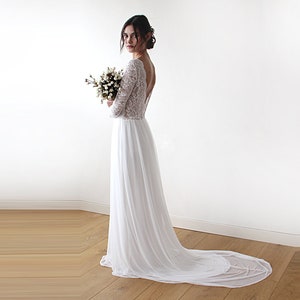 Lace and Chiffon Dresses with Open Back Ivory main image 1