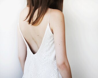 Ivory Open-Back Lace Bridal Top #2018