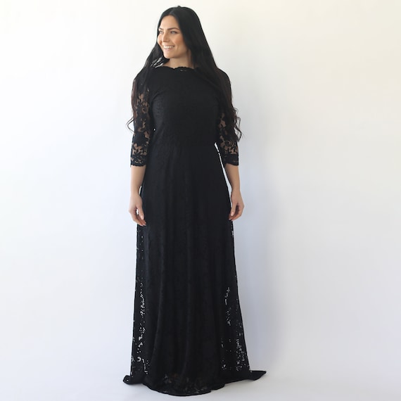 slim fit dress slacks Black Floral Lace Maxi Dress – self-portrait-US main image 1