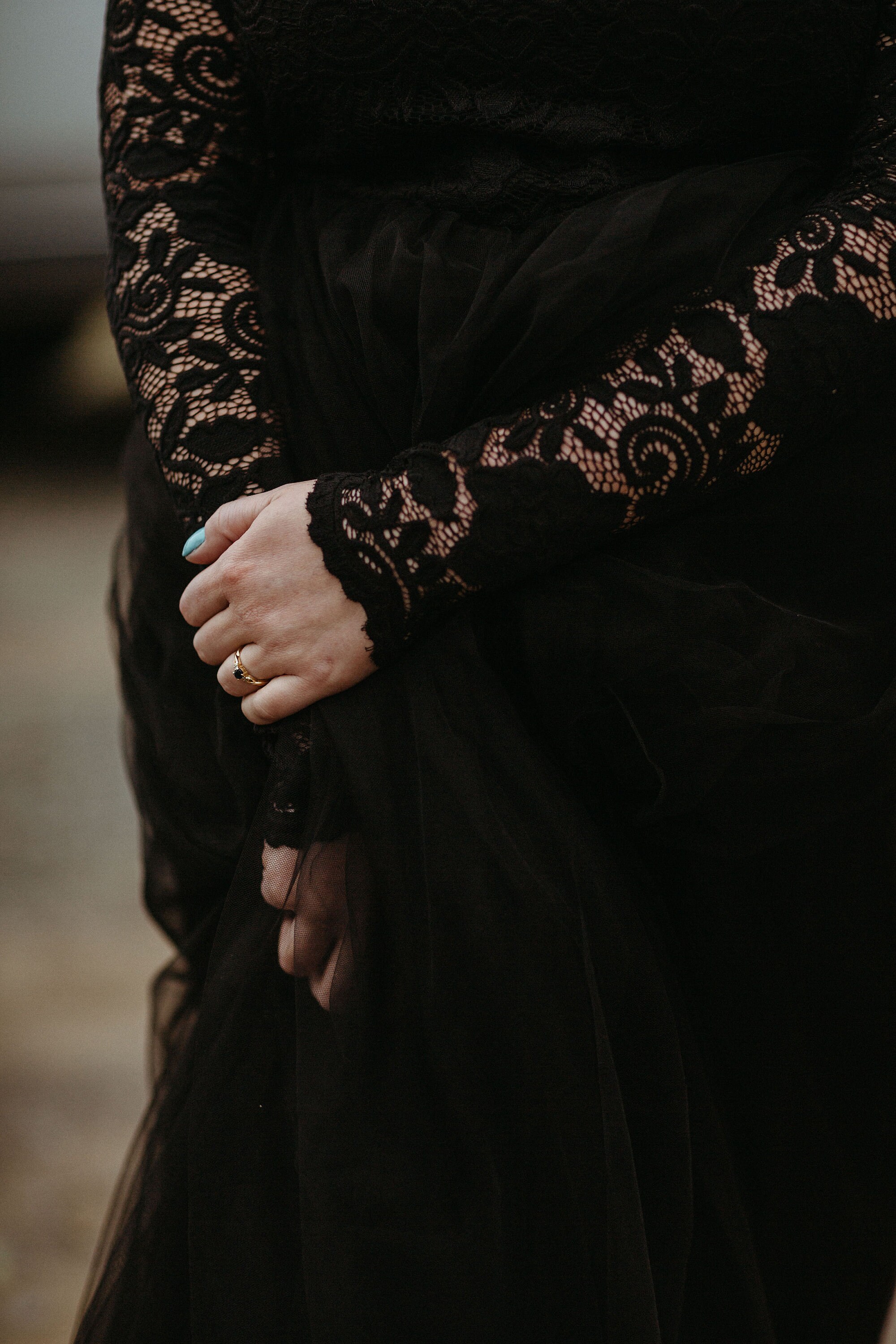 Black Lace Tulle Gown: Off-Shoulder Maxi Dress