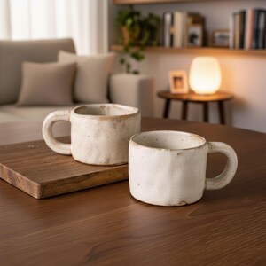 Rustic Ceramic Mug 250ML, Vintage Irregular Pottery Coffee Cup, Wabi Sabi Stoneware Tea Mug, Handmade Artisanal Clay Cup Gift
