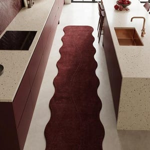 2x8ft Wavy  Runner Rug | Abstract Scalloped Edge Hallway Carpet | Modern Aesthetic Room Decor | Unique Custom Floor Mat