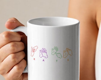 British Sign Language Fingerspelling Mug with your own message